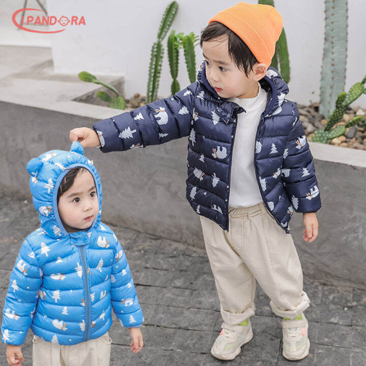 IP children's padded jacket cute cartoon Boys and girls hooded light