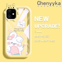 เคส Chenyyka สำหรับ iPhone 11 Pro 11 Pro Max เคสลายกระต่ายการ์ตูนสีสันสดใสน่ารักสัตว์ประหลาดน้อยเลนส์กล้องถ่ายรูปแบบนิ่มซิลิโคนเคสโปร่งใสกันกระแทกแบบใสง่าย