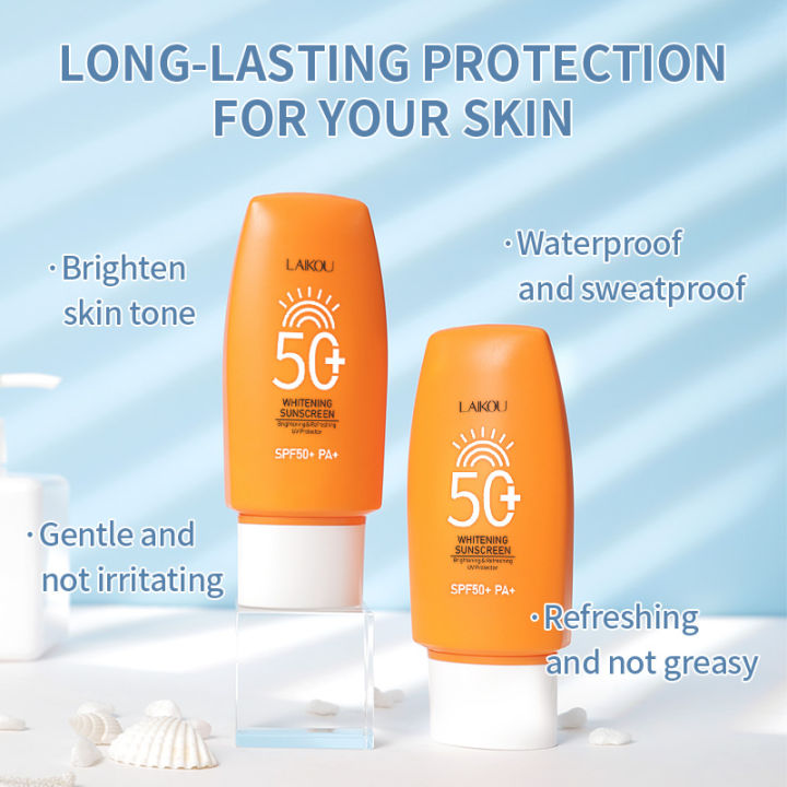 laikou-ครีมกันแดดไวท์เทนนิ่ง-50-กรัม-spf50-pa-uva-uvb-ป้องกันใบหน้าและร่างกายครีมกันแดดกันน้ำสดชื่น