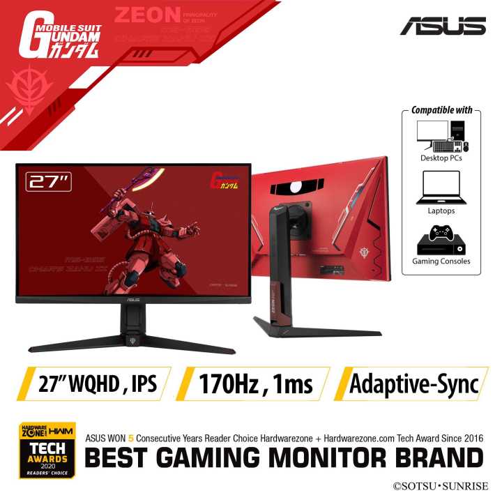 ASUS TUF Gaming VG27AQGL1A ZAKU II EDITION features a 27-inch