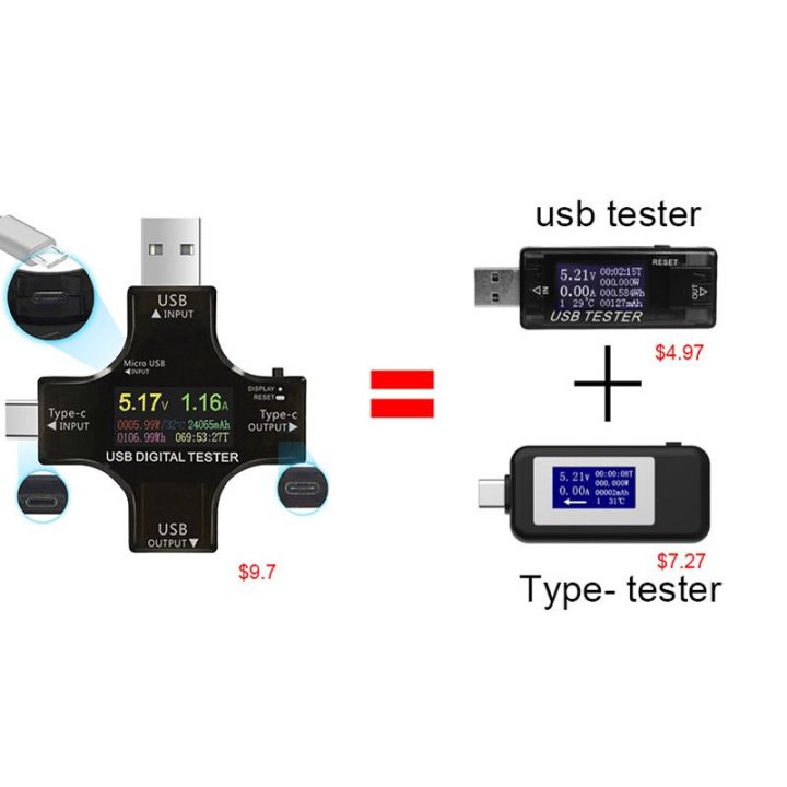 type-c-usb-testeur-dc-tester-dc-เครื่องวัดแรงดันไฟฟ้าแบบดิจิตอล-ampermetro-มิเตอร์วัดแรงดันกระแสไฟฟ้าแอมป์โวลต์-ammeter-detector-แบตสำรอง