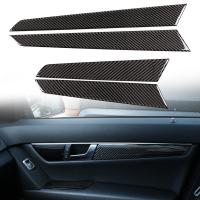 4Pcs/Set Car Inner Door Panel Sticker Interior Trim Decals 3K Carbon Fiber Anti-Scratch Decoration For Mercedes-Benz W204 07-14