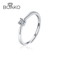 BOAKO แหวนเพชรแหวนแบบปรับขนาดได้0.25CT 925เงินสเตอร์ลิงแท้เพชรโมอิส4กรงเล็บสำหรับคู่รัก39เครื่องประดับแหวนแต่งงาน