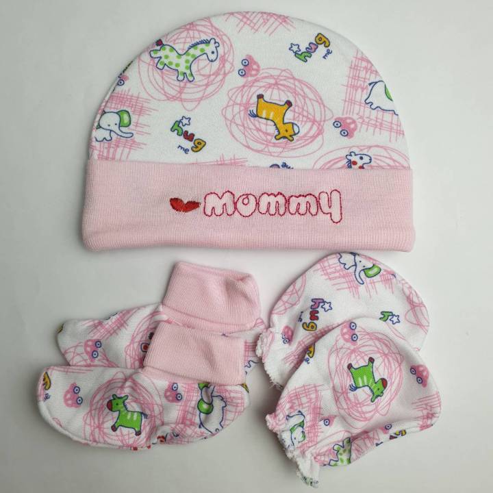 มีคูปองส่งฟรี-หมวก-ถุงมือถุงเท้า-สำหรับเด็กแรกเกิด-เซ็ตหมวก-ลายน่ารัก-ของใช้เด็กอ่อน-ของเตรียมคลอด