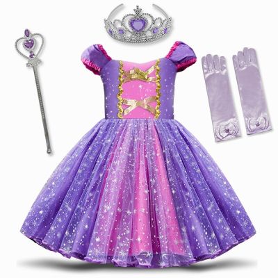 NNJXD Baby Girl Dress Rapunzel Sofia Princess Cosplay Costume Halloween Girl Clothes Children Party Dress Kids Dresses For Girls