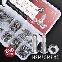 Hex Socket Cap Screw Nuts Kit M2 M2.5 M3 M4 Stainless Steel 304 Button Round Pan Head Bolt Allen Screws A2-70 Assortment Kit Box Nails Screws Fastener