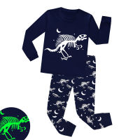 Kids Boys Spaceship Pajamas Sets Glow In Dark Toddler Pyjamas Children Clothes Long Sleeve Sleepwear Child Cotton Pijamas