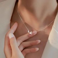 Korean Silver Color Cute White Dove Necklace for Women Fashion Simple Temperament Zircon Clavicle Chain Necklace Jewlery