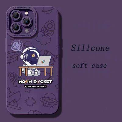 silicone soft case sleepping astronaut เคส compatible for iPhone 14 pro max 13 pro max 12 pro max 11 pro max case