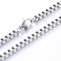 JDY6H Women Men Square Box Chain Necklace Stainless Steel Choker Bracelet for Ladies Girls Black/Silver/Gold Color Plated Jewelry G