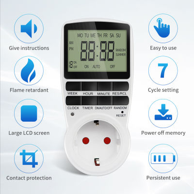 2021Electronic Digital Timer Switch EU FR BR Plug Kitchen Timers 230V 7 Day1224 Hour Programmable Control Timing Socket Outlet