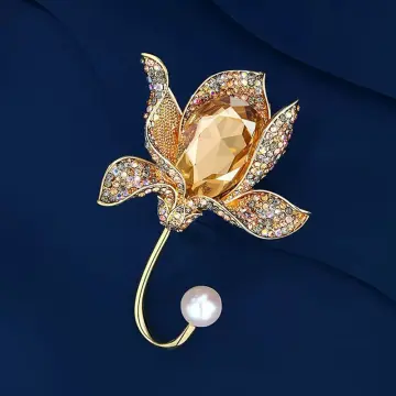 BODHI Groomsmen Boutonniere Artificial Pearl Floral Shape Boutonnieres  Corsage Brooch