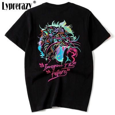 [มีสินค้า]Lyprerazy ฤดูใบไม้ผลิและฤดูร้อนผ้าฝ้ายแขนสั้นเสื้อยืดผู้ชายจีนสไตล์ Tiger Head ปักเสื้อยืดชาย Tees เสื้อ