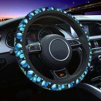 [Automobile accessories] ผ้าคลุมพวงมาลัยลายดอกไม้สีฟ้าสำหรับผู้หญิงอุปกรณ์เสริมรถยนต์เด็กผู้หญิงน่ารักขนาด15นิ้วสำหรับตกแต่งภายในรถยนต์ตัวป้องกันรถบรรทุกกันลื่น