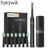 แปรงสีฟันไฟฟ้า Fairywill SonicUSB ชาร์จ E11 แปรงสีฟันไฟฟ้ากันน้ำ 8 หัวเปลี่ยนแปรงผู้ใหญ่-ygdds