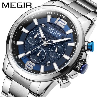【January】 Megs megir watches male multi-functional business movement steel belt spot quartz watch 2156