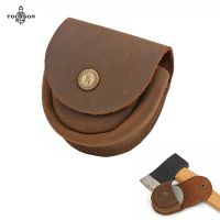 【CW】 Leather Round shaped Storage Sharpener Carrier Handtool Puck Sheath w/Belt Woodworking