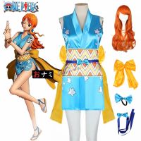 Japanese Anime Nami Cosplay Costume Wig One Kimono Dress Women 6 Pieces Accessories Suit Halloween Outfit Props SetSet CosPlay№