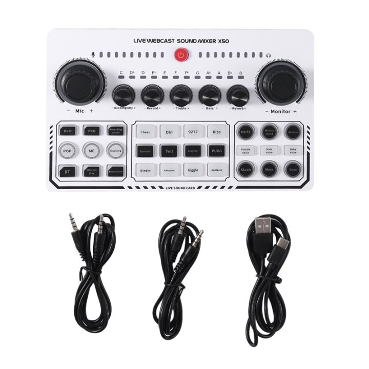 X50 Professional Recording Studio Sound Cards Live Broadcast Audio Mixer  Interface Ound Card Sound Card for Live Broadcast 