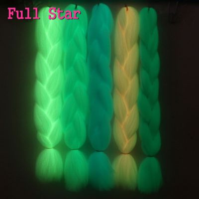 Star 24inch 100g Glowing Synthetic Braids Hair Fluorescen the Pink Color
