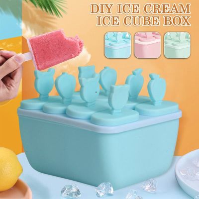New 8 Cell Silicone Molds Ice Cream Chocolate Molds Ice Cube Tray Food Safe Popsicle Maker DIY Homemade Freezer Ice Lolly Mould Ice Maker Ice Cream Mo