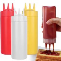 【CC】 3 Holes Sauce Squeeze Bottle Condiment Dispenser Salad Dressing Seasoning Ketchup Storage Jar Tools