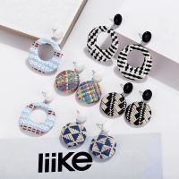 Colorful Fashion Geometric Rattan Weave Women Earrings Summer Element Gift