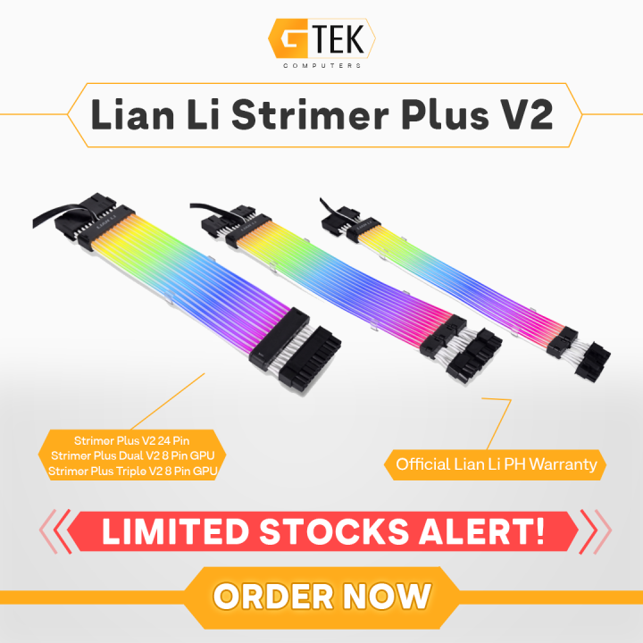 Lian Li Strimer Plus V2 ARGB PSU Extension Cables 24-Pin 8-Pin 200M PSU ...