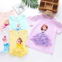 Childrens Clothing Childrens T-shirt Girls Short-Sleeved T-shirt 2021 New Summer Three-Dimensional Princess T-shirt-chenyuqqz