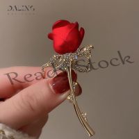 【hot sale】 ✓☢☇ B36 Rhinestone Red Rose Flower Brooches for Women Elegant Tulip Flower Bouquet Bowknot Lapel Pins Wedding Party Badge Jewelry 2022