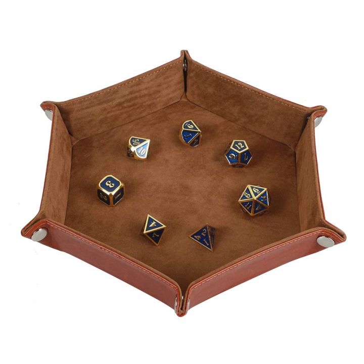 elegant-rolling-folding-hexagon-dice-game-storage-tray-holder-double-sided-thick-pu-leather-amp-velvet-mat-office-supplies-storage-tools