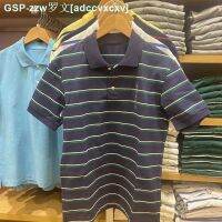 ○ UNIQLO 2023ฤดูร้อนผู้ชาย/ผู้หญิง Kaus POLO Garis ลำลองหลวมแขนสั้น E457904/457905