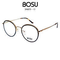 ?กรอบแว่นตา โลหะ น้ำหนักเบา ใส่สบาย BOSU รุ่น 596073-C1 เต็มกรอบสีดำ-ทอง วัสดุ Titanium (บริการตัดเลนส์สายตาราคาถูก)