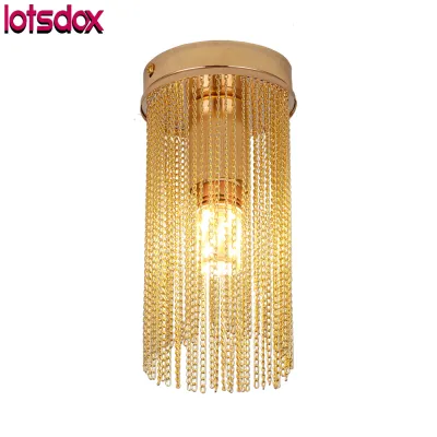 Included 12w LED Bulb Modern GoldenChrome Aisle Ceiling Lamp Simple Style Hand Made Aluminum Tassle Ceiling Light For Bedside