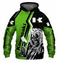 （ALL IN STOCK XZX）  Kawasaki 3D All Over Printed Custom Name T-Shirt Sweatshirt Hoodie Bombe 03  (Free customized name logo for private chat, can be changed with or without zipper)