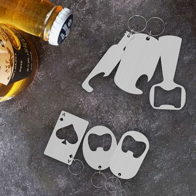 Beer Bottle Opener Keychain Stainless Steel Poker Corkscrew Kitchen Bar Party Supplies Bottle Opener Tools Kitchen Accessories
