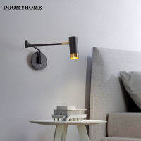 DOOMYHOME โคมไฟติดผนัง LED สวิตช์สัมผัสแบบปรับได้ทันสมัย,ไฟแขนการอ่านยาวแกว่งในบ้านโคมไฟข้างเตียงในร่ม