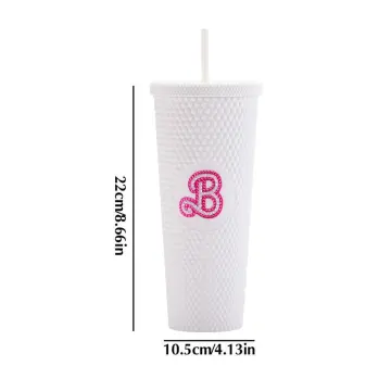 800Ml 2023 Barbie Party Pink Cup with Straw Kawaii Barbies Movie  Accompanying Cups High Capacity Portable