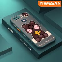 YIWESAN เคสสำหรับ A3s OPPO เคส C1,Realme A5 A12E ลายการ์ตูนหมีบางมีน้ำค้างแข็งโปร่งใสเคสมือถือแข็งกรอบซิลิโคนเคสป้องกันเลนส์กล้องคลุมทั้งหมด