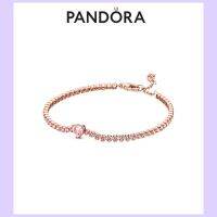 Pandora แพนดอร่า s สร้อยข้อมือเทนนิส รูปหัวใจ ประกายแวววาว สีกุหลาบ ของขวัญให้แฟนสาว