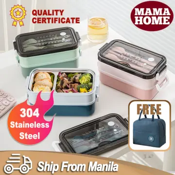 304 Stainless Steel Lunch Box For Adults Kids School Office 2 Layers  Microwavable Portable Grids Bento Food Storage Containers