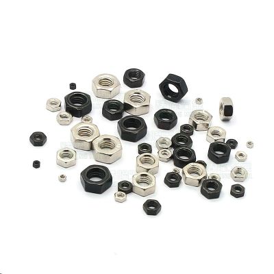 100 Pcs/lot DIN934 Hexagon Kacang Benang Metrik Hex Nut Nikel/Hitam Seng Berlapis M1 M1.2 M1.4 M1.6 M1.7 M2 m2.5 M2.6 M3 M4 M5