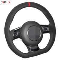 Hand-stitched Soft Black Suede Car Steering Wheel Cover For Audi A3 S3 (8P) Sportback 2008-2012 R8 (42) TT TTS (8J) 2006-2014