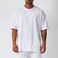 Top Mens Blank T-Shirt White Oversized Retro Solid Color T-Shirt Large Size Mens Womens Fashion Short Sleeve Mens T-Shirt