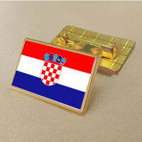 Croatian flag pin 2.5*1.5cm zinc alloy die-cast PVC colour coated gold rectangular medallion badge without added resin