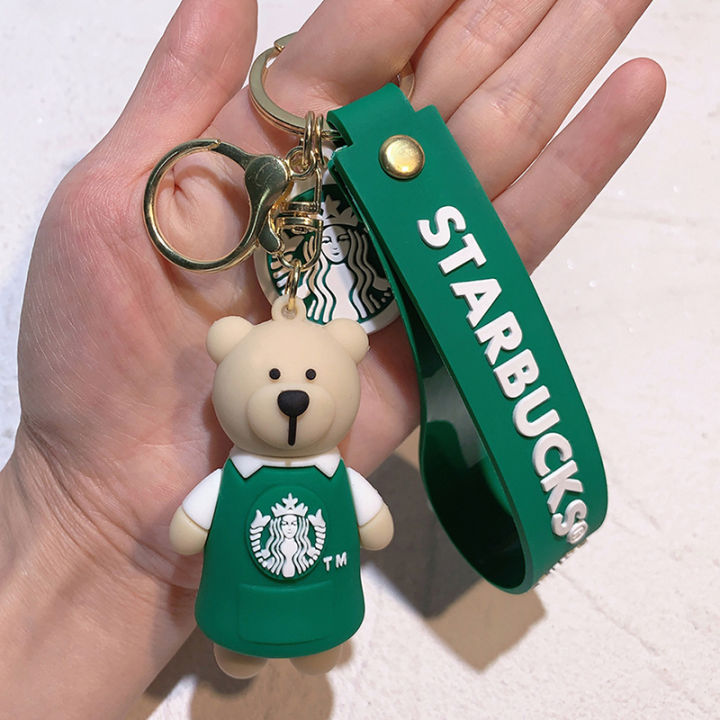 Starbucks Bear Cup Three-dimensional Cartoon Keychain Cute Toy Key Silicone  Doll Gift Pendant Car Keyring