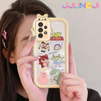 Jlingji เคสปลอกสำหรับ Samsung A13 5G เคส A04s เอเลี่ยนรูปโบว์รูปหมีตัวเล็กมอนสเตอร์เคสนิ่มกันกระแทกกันรอยขีดข่วนเคสโทรศัพท์โปร่งใสฝาครอบป้องกันเลนส์กล้องถ่ายรูปซิลิก้าเจล TPU