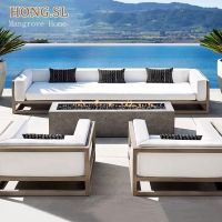 Exclusive customization Outdoor leisure sofa aluminum alloy courtyard villa garden terrace wood grain paint outdoor balcony waterproof and sunscreen furniture