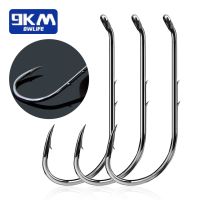 9KM Baitholder Fishing Hooks 50 200Pcs Live Bait Hook Barbed Shank Down Eye Offset Circle Hook Carp Fishing Jig Worm Hook Tackle