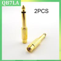 2pcs 6.35mm 1/4" Male Mono Plug to 6.5mm RCA Female Jack Audio AV Adapter Connector Plug TS Sound Mixer Gold Plated QB7LA